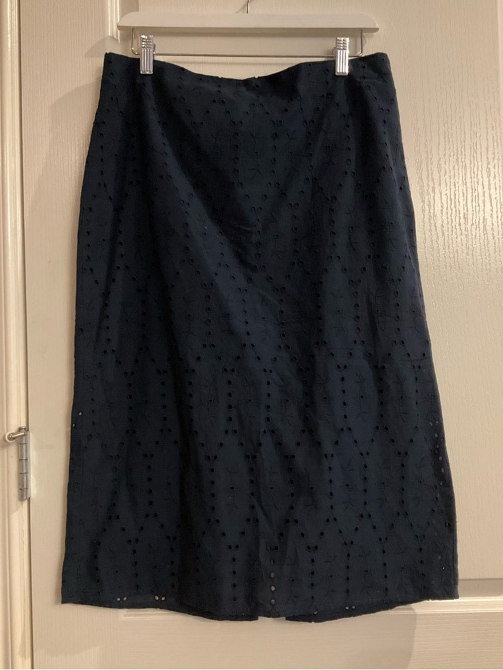 Navy Blue Eyelet Cotton Skirt